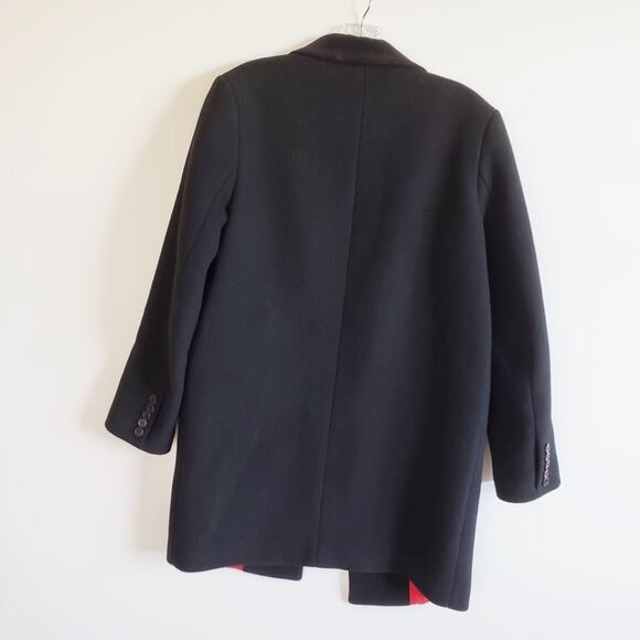 Katharine Hamnett Black Wool Velvet Collar Long Coat - Picture 4 of 7